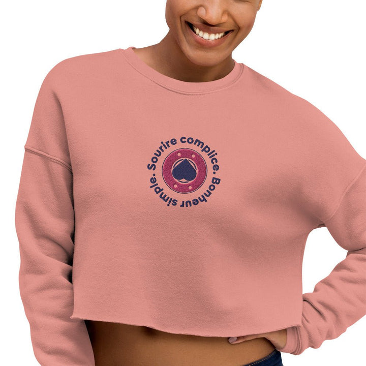 Crop top Rose O'Cœur brodé ( Sourire complice , Bonheur Simple ) - O'coeur Shop 