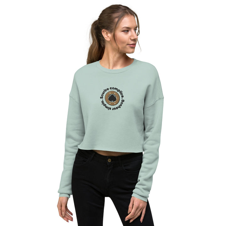 Crop top Vert Brodé O'Cœur  ( Sourire complice , Bonheur Simple V2 ) - O'coeur Shop 